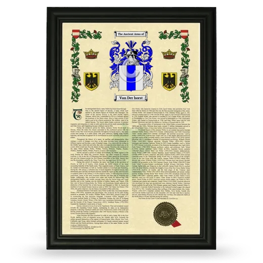 Van Der horst Armorial History Framed - Black